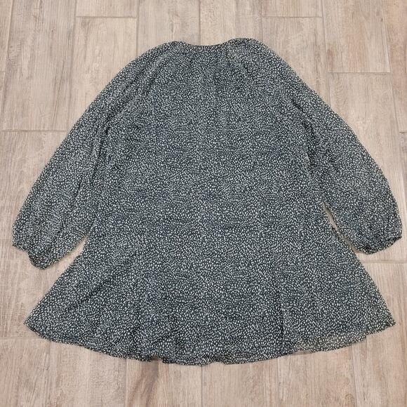 Joie Dress Women Size XXL Arctic Animal Leopard Print Balloon Sleeve Sheer Green - Picture 15 of 15